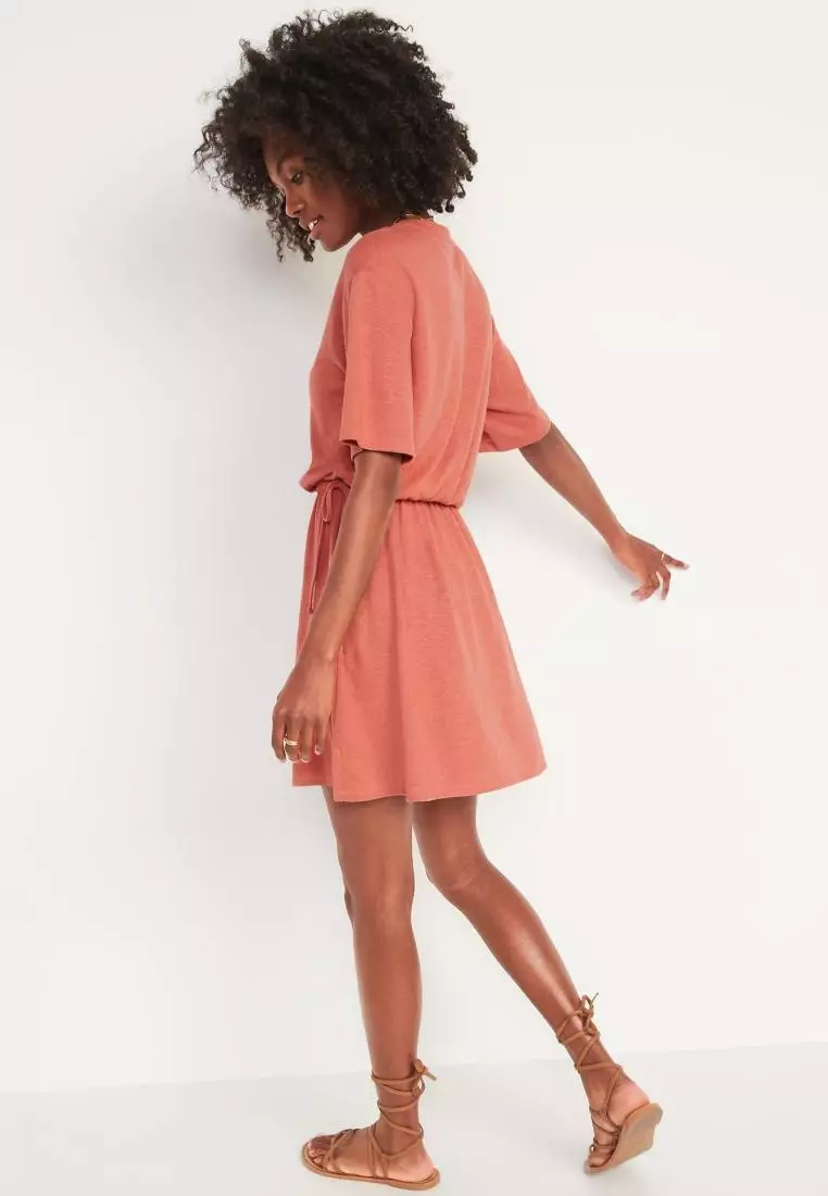 Buy Old Navy Waist-Defined Short-Sleeve Linen-Blend Mini Dress for Women  2026 Online | ZALORA Philippines