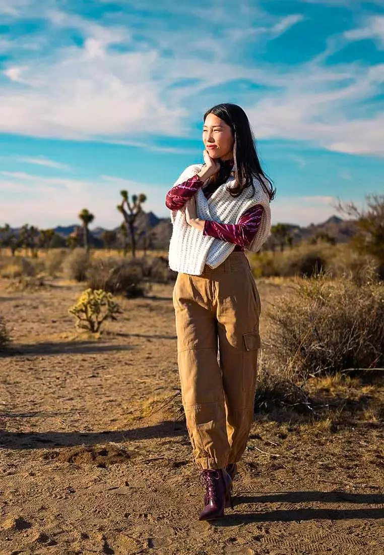 Sepatu Boot Stiletto Croc Lace-Up di Burgundy