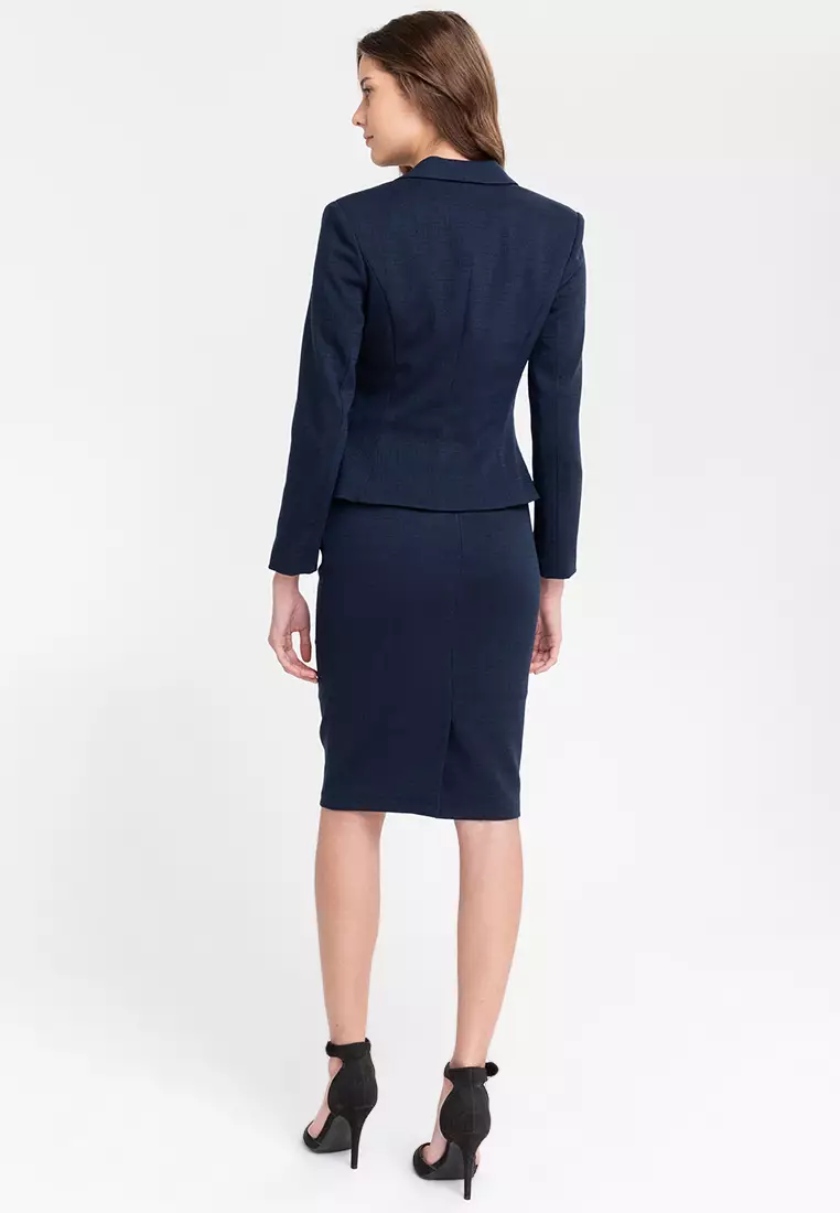 Navy blue best sale pencil skirt suit