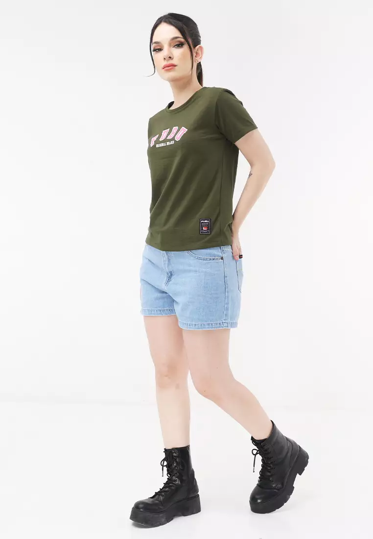 Round Neck Streaky Short Sleeve