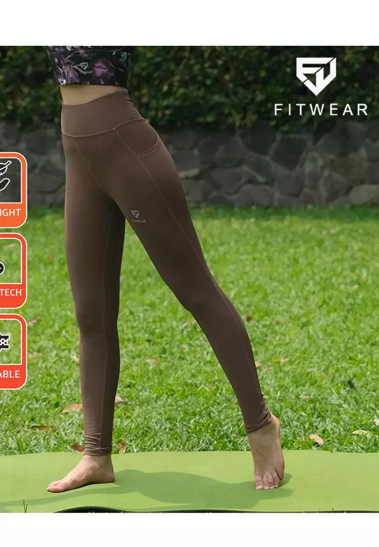 Fitwear - Legging Olahraga Wanita GALGADOT [LEGG RIBB] - PEANUT BROWN