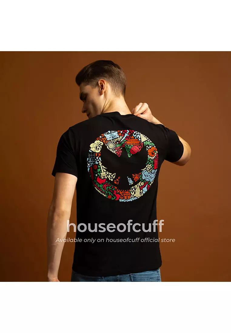 Houseofcuff Kaos Lengan Pendek Katun Kombed 30s Garuda Peta Indonesia Hitam