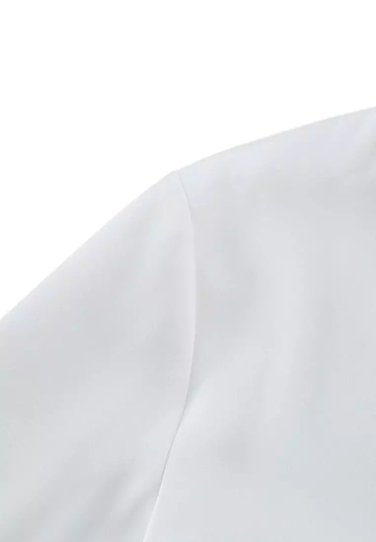 Satin Asymmetric Ruffled Blouse