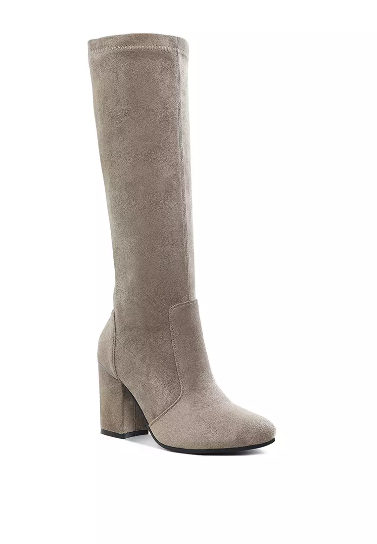 Microfiber Calf Boots in Taupe