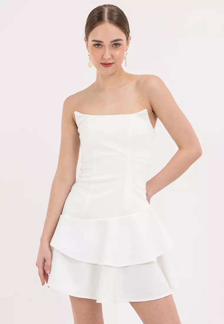 Delany Scoop Neckline Two-tiered Mini Dress