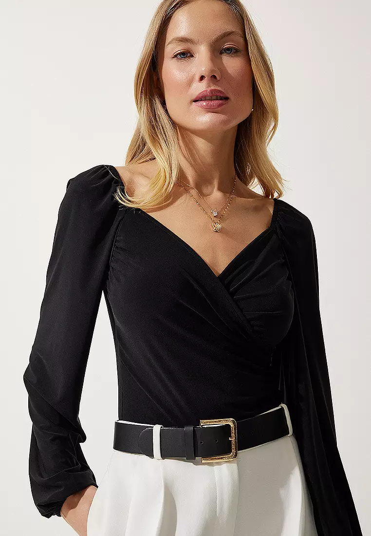 Long Sleeves Surplice Blouse