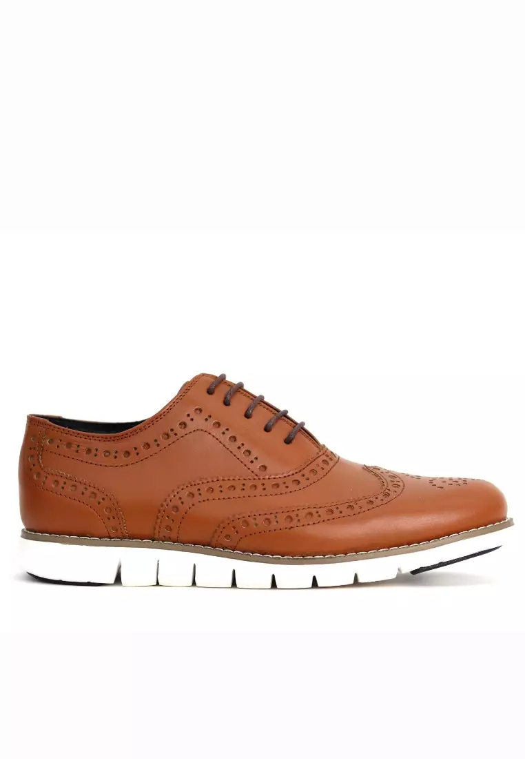 Discount on Jirras  shoes - SKU: Jirras Men Wingtip Oxford Shoes Genuine Leather Filipino Handcraft Tan Brown Leather White Sole Dani