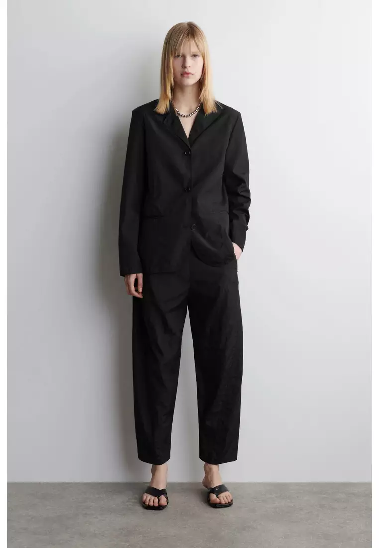 NYLON BARREL-LEG TROUSERS