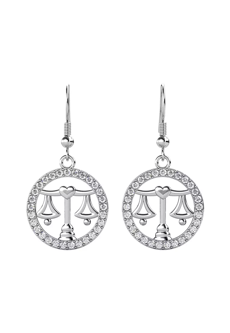 Horoscope Circlet Hook Earring LIBRA WG  - Anting Crystal Swarovski by Her Jewellery