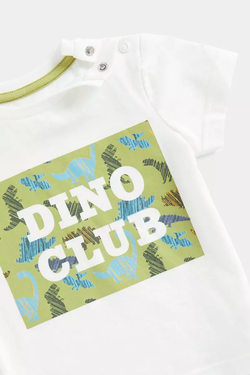 Mothercare Checked Shirt and Dino T-Shirt Set - Set Kaos & Kemeja Bayi Laki-laki (Hijau)