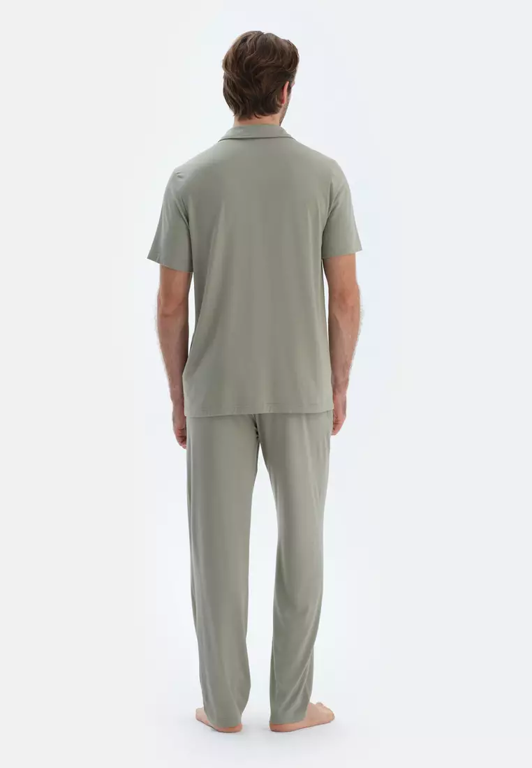Buy DAGİ Beige Shirt Trousers, Shirt Collar, Short Sleeve