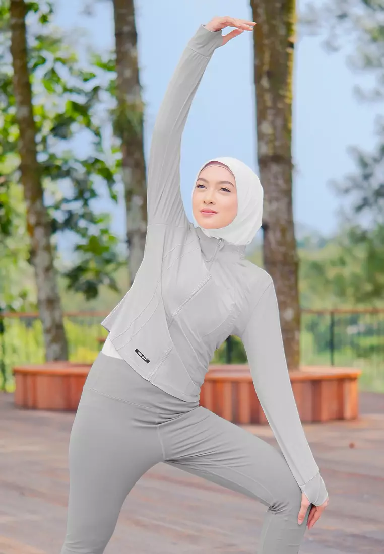 Zelena - Cleo Dryfit Jacket | Jaket Olahraga Wanita Slim Fit - Lava Grey