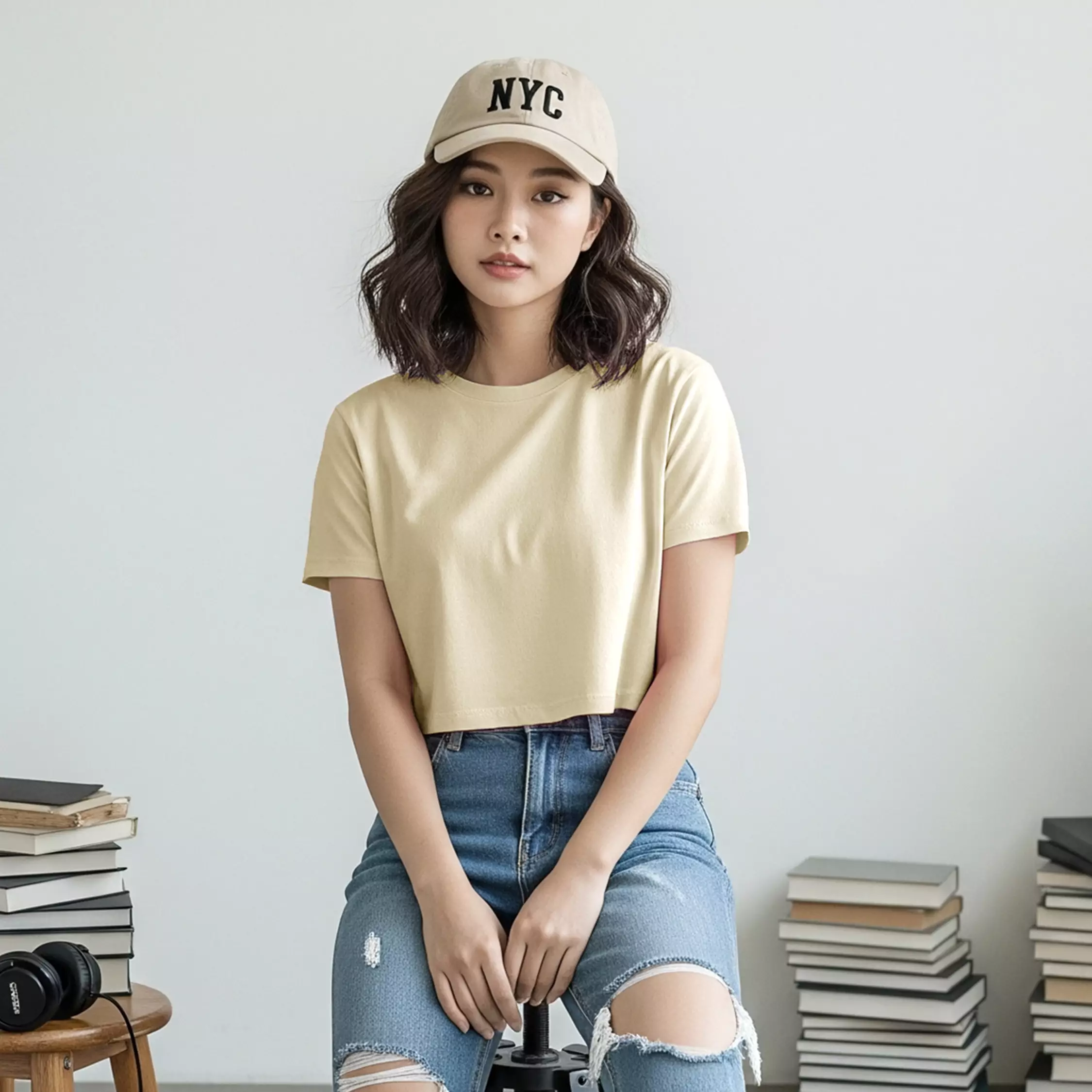 Kale VIONA BEIGE / Atasan Crop Wanita / Kaos Wanita / Baju Cewek