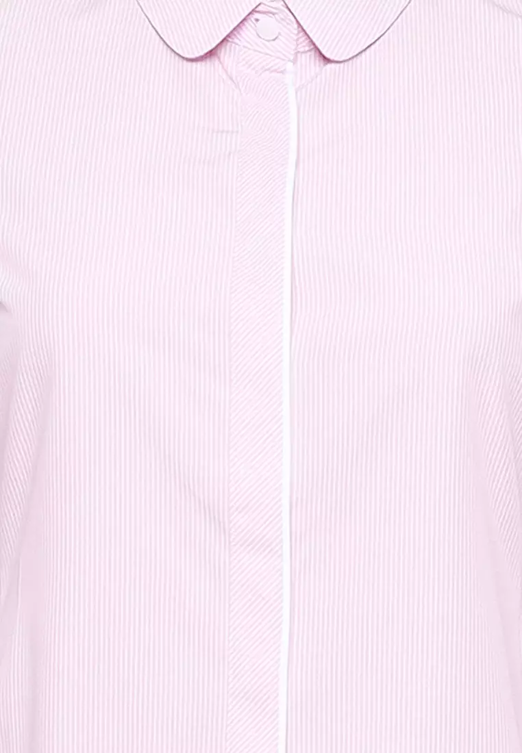 Striped Shirt with Contrast Piping