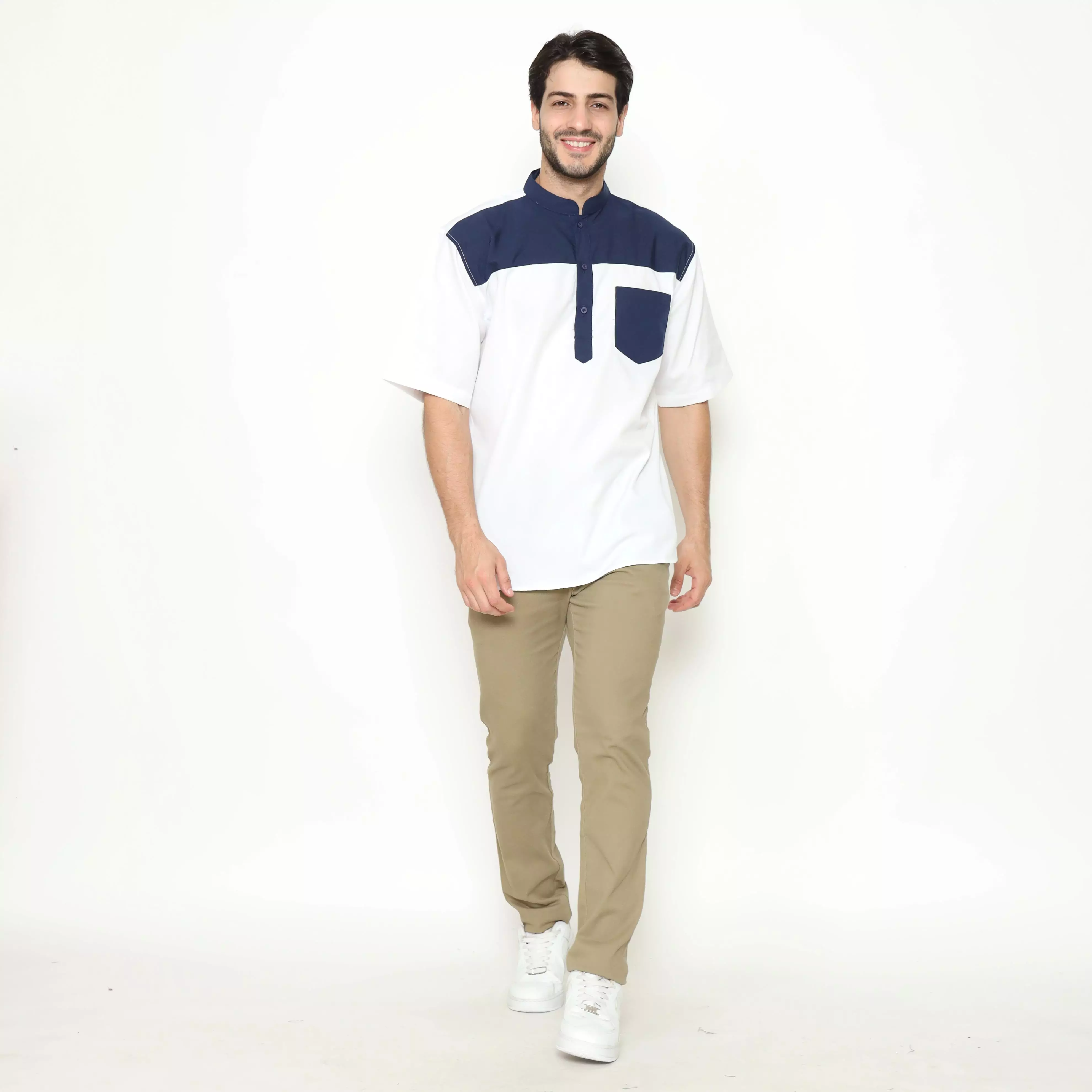 AMK Kemeja Koko Pria Lengan Pendek KK BB 006 S/s Cap 6 White