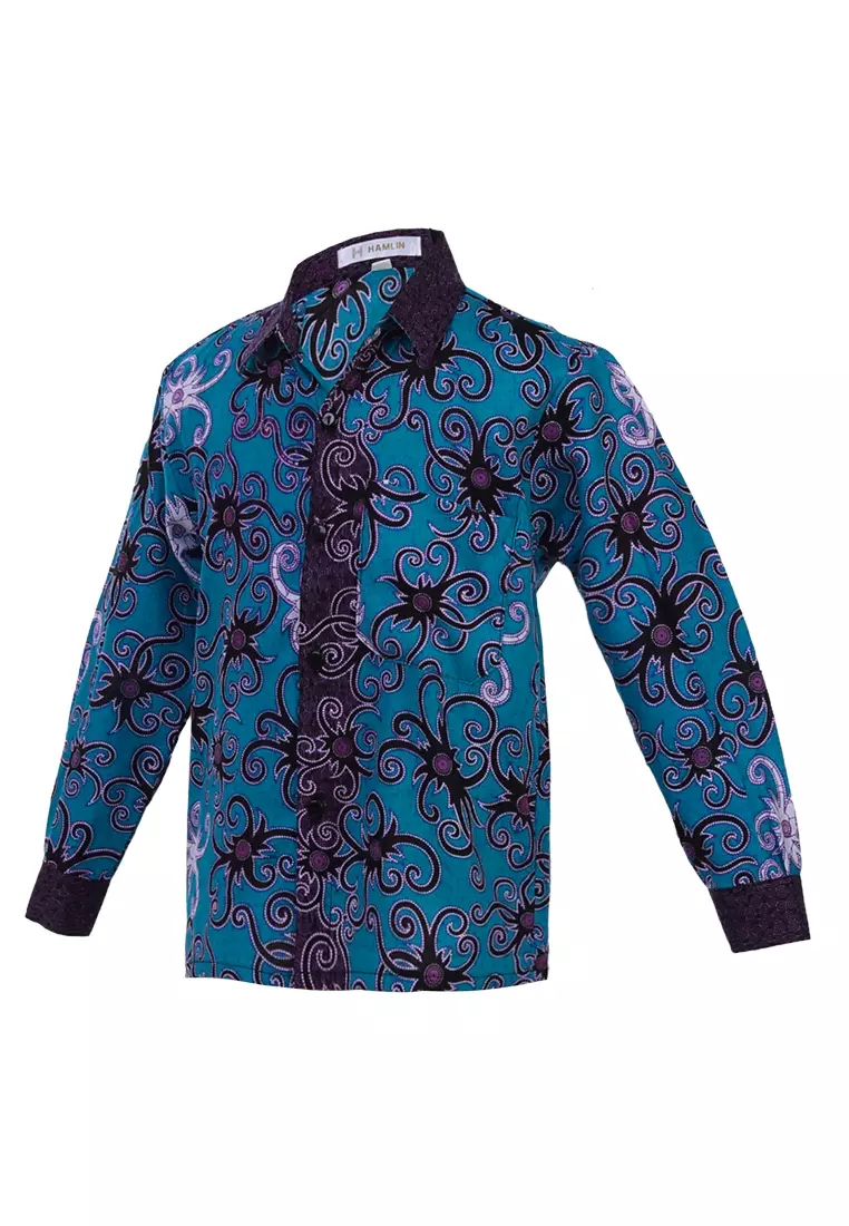 Lucas Kemeja Formal Batik Anak Laki-laki Lengan Panjang Motif Cumi Kids Traditional Shirt Material Cotton ORIGINAL - Tosca