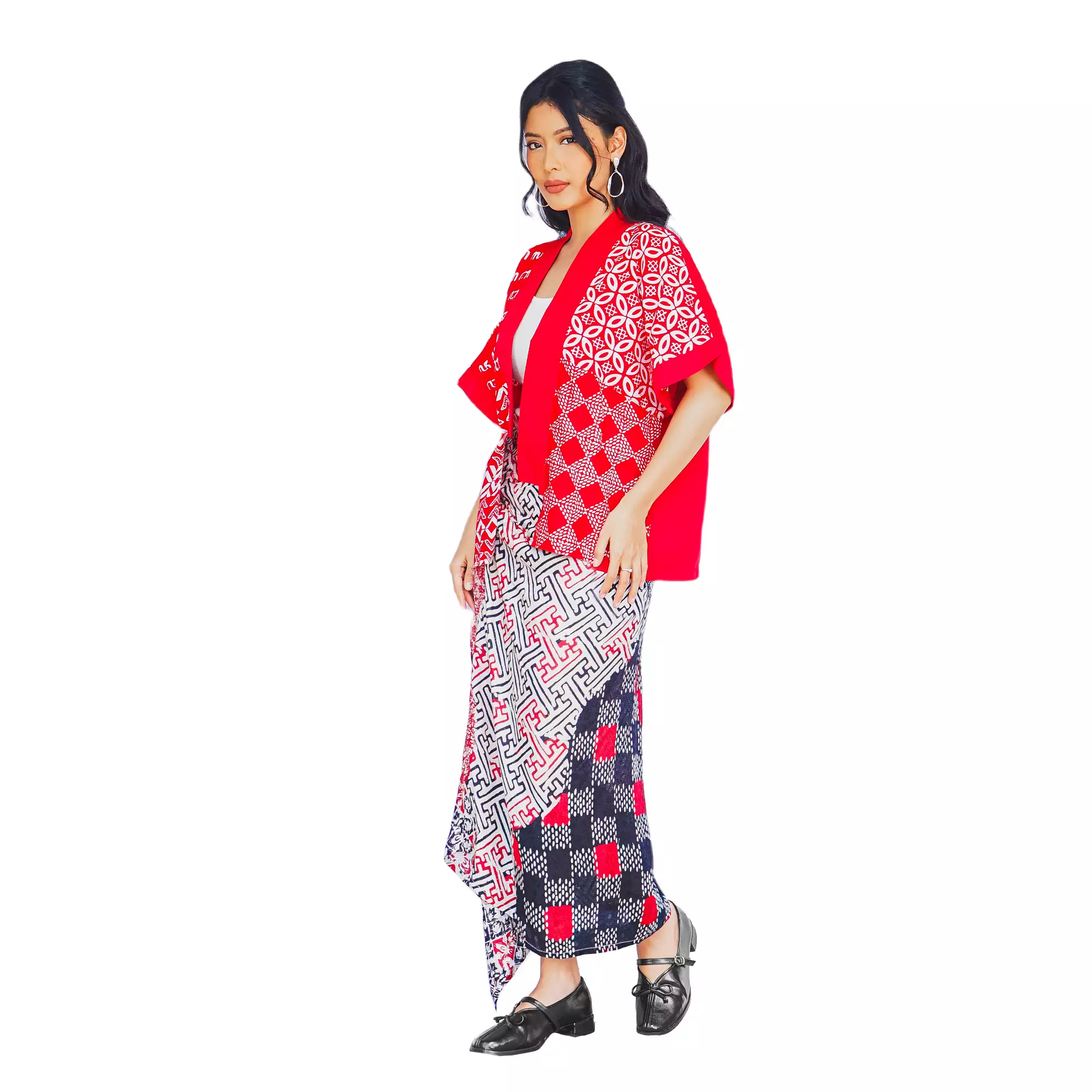 Blazer Batik Wanita - Bhatara Batik Agustus - Atasan Batik Modern Lengan Pendek
