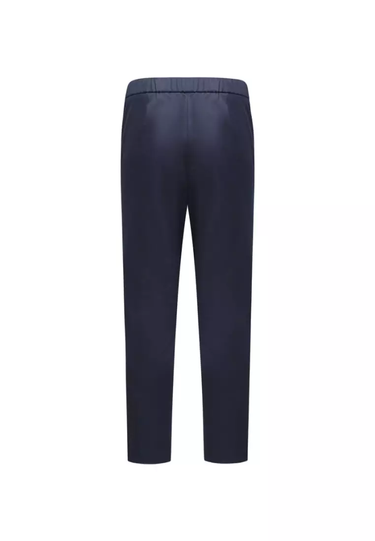 Cotton Blend Spandex Satin Cropped Cigarette Pants With Elastic Waistband