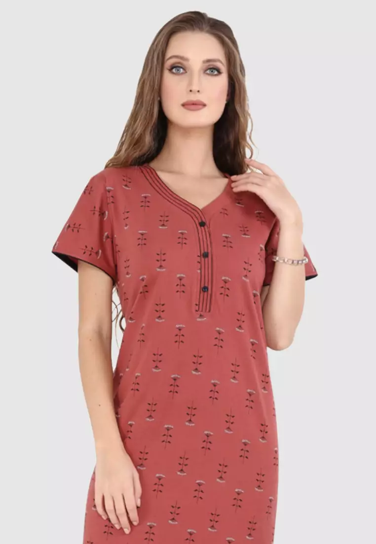 Buy Sweet Dreams Long Button Up Neckline Pure Cotton Nighty 2025