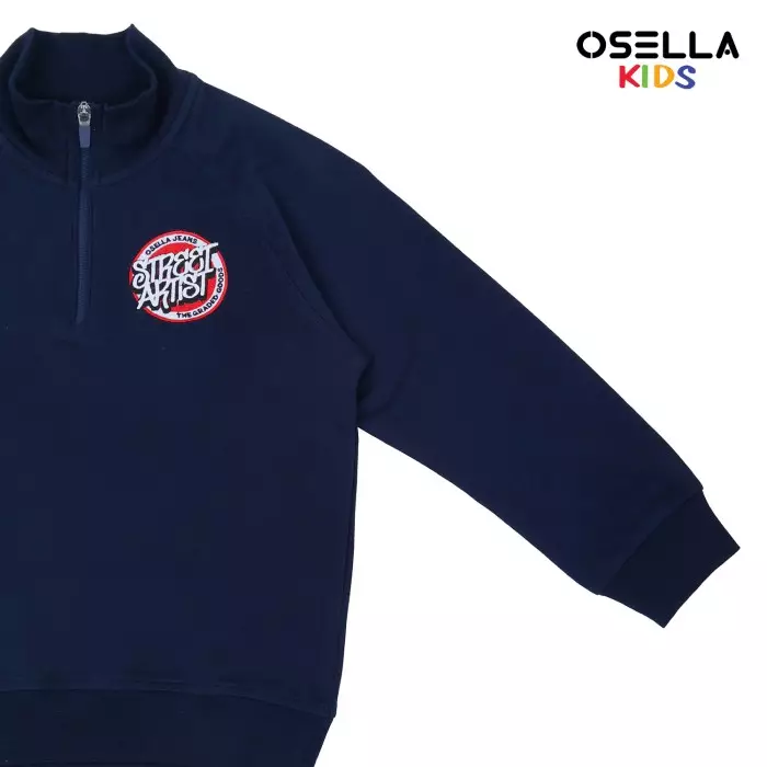 [NEW] Osella Kids Street Collection Half Zip Sweatshirt In Navy 2212400159 | Sweater Anak Laki-Laki