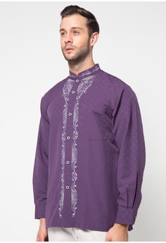 DISKON Baju  Muslim Atlas Universal Dengan Manset  Bordir Double