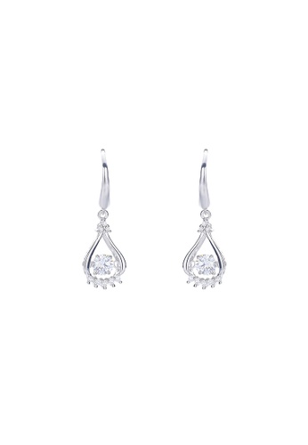 ZITIQUE silver Women's Diamond Embedded Water Droplet Hook Earrings - Silver 0B369ACC7696A4GS_1
