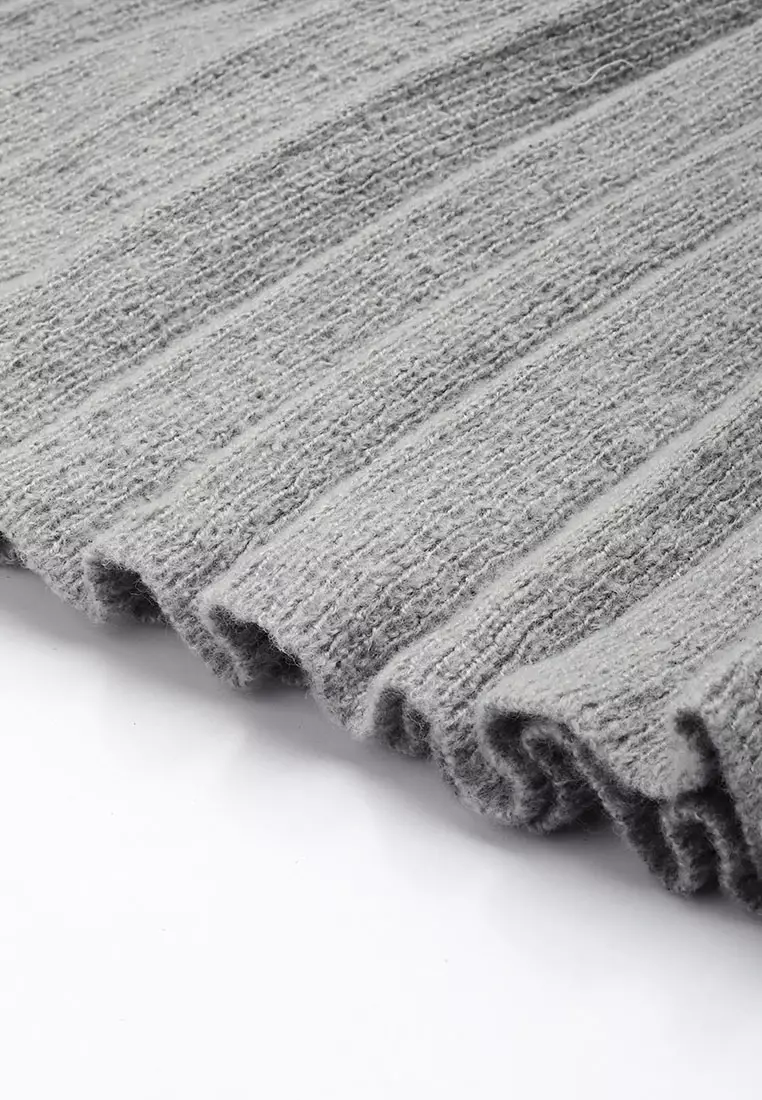 Rok Lipit Sabuk Ganda Warna Abu-abu