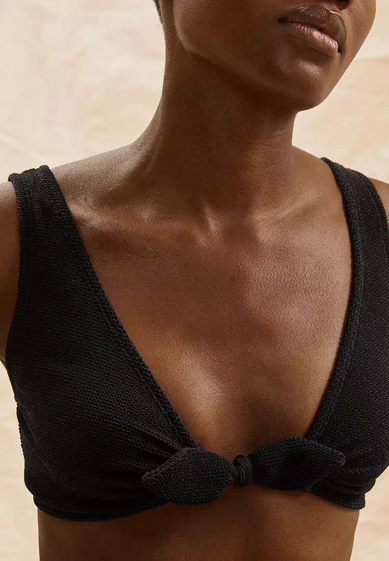 Crepe Knot Tie Bikini Top