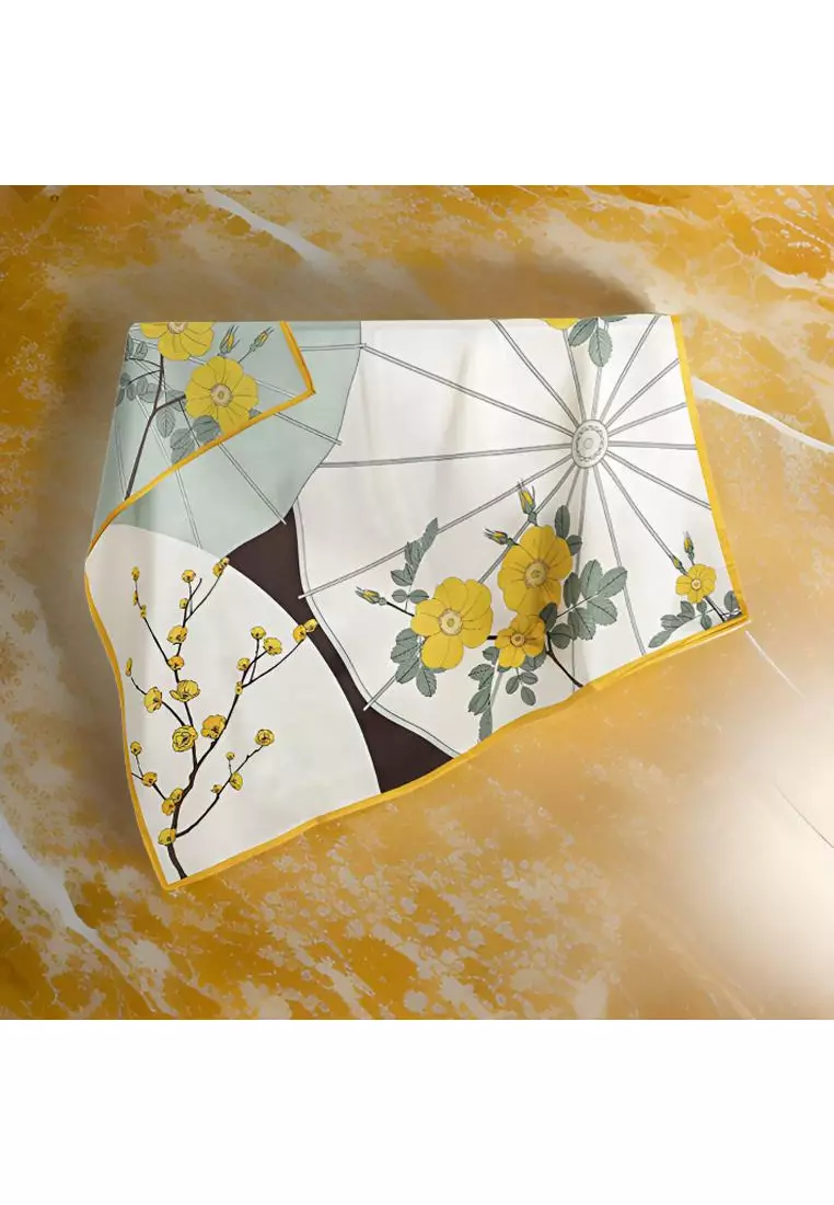 Luxury Silk Ladies' Large Scarf, Sun-Proof Crepe Satin, Premium Souvenir.