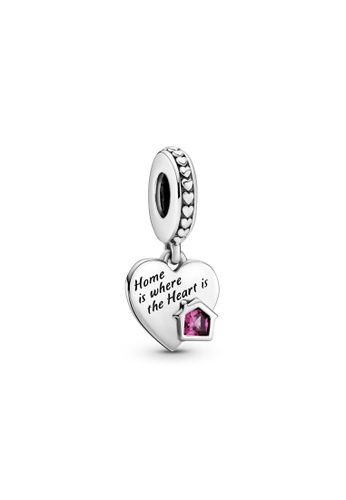 PANDORA silver Pandora House and Pink Heart Crystal Charm 05CE5ACA6E0260GS_1