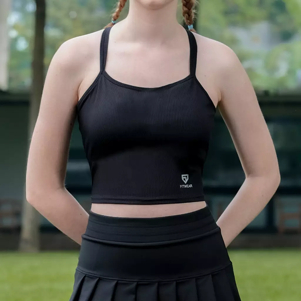 Fitwear Tanktop With Bra Olahraga Wanita CECILIA 2IN1 SOLID DRYFIT - BLACK