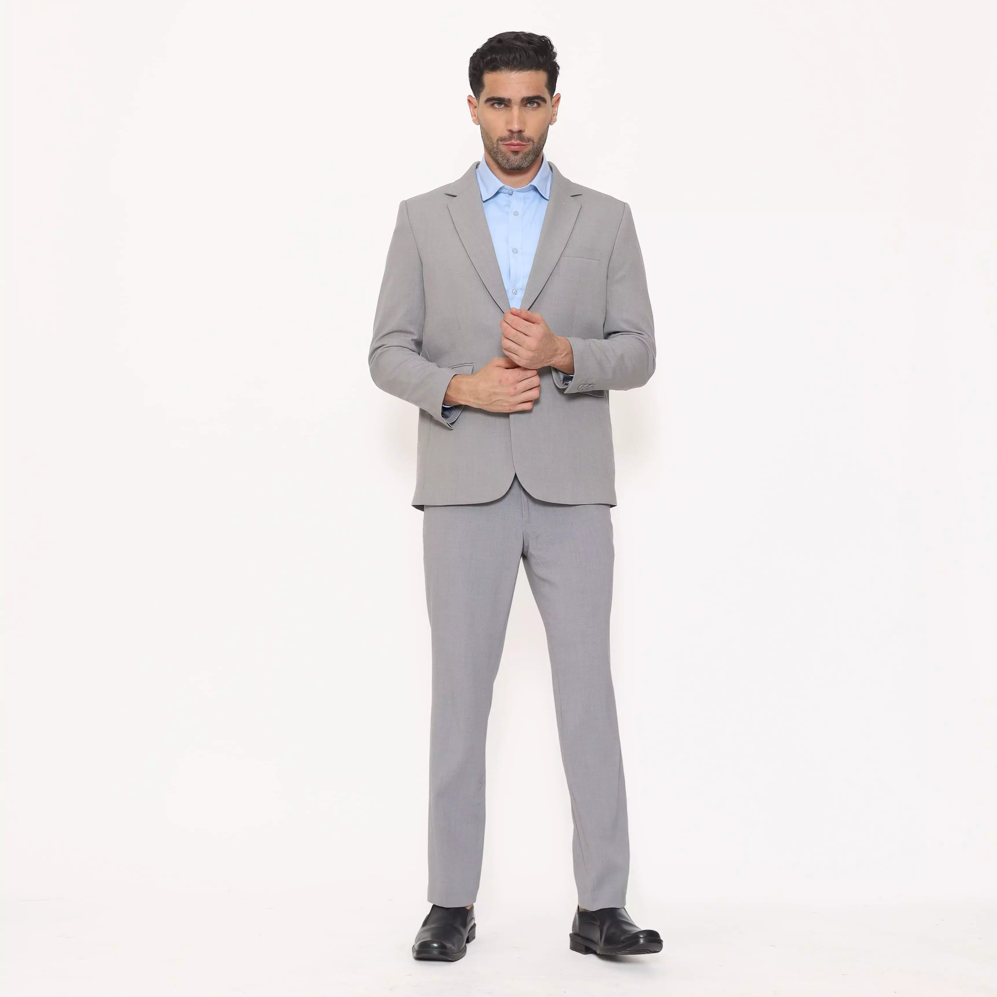 Lawell Celana Formal Pria Warna Light Grey | Polyester Viscose 4-Way Stretch | SAWTELLE	