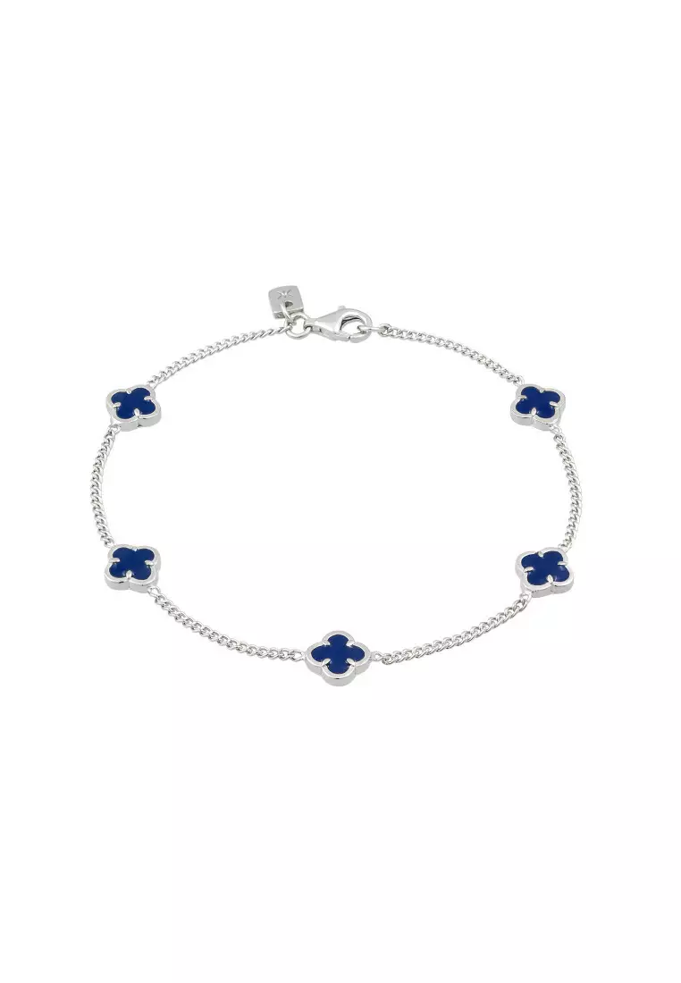 EXCLUSIVE Gelang Perhiasan Perak 925 Pria Cloverleaf Enamel