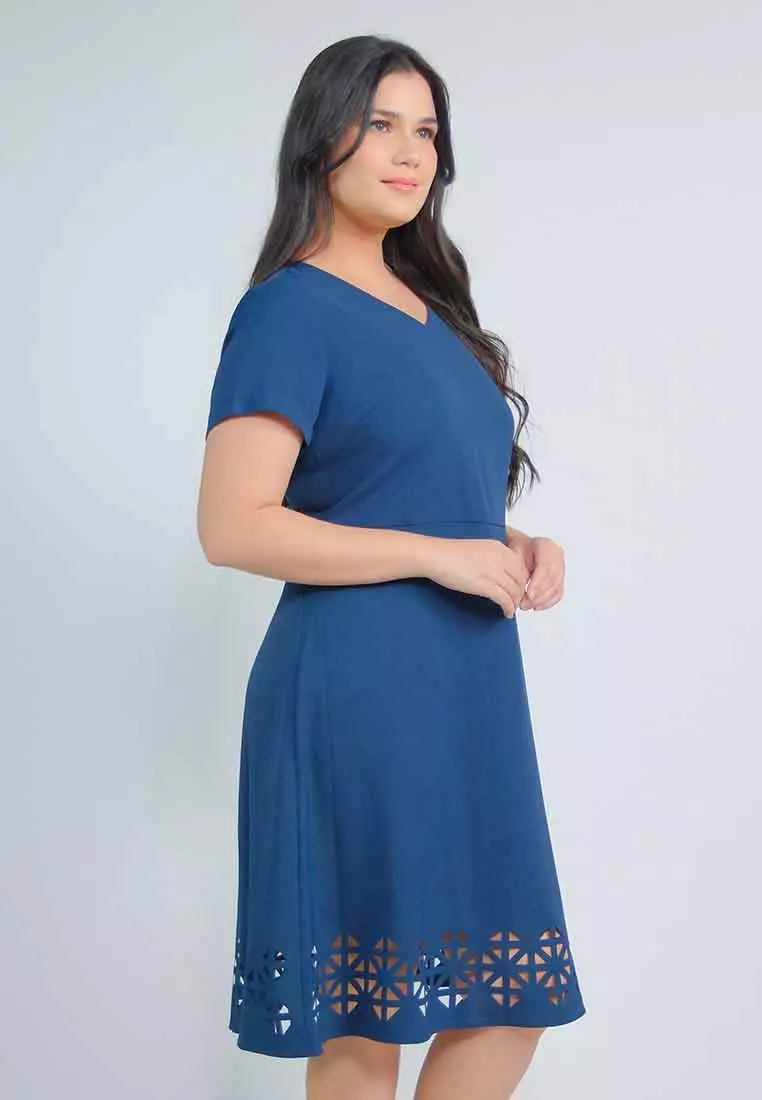 Milly Plus Size Leilah A-line Dress with Laser Cut