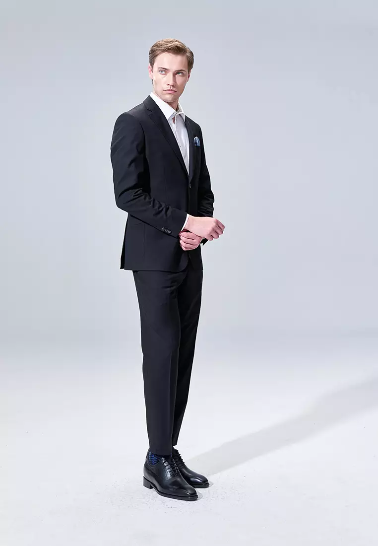 Black Textured Tailored Suit