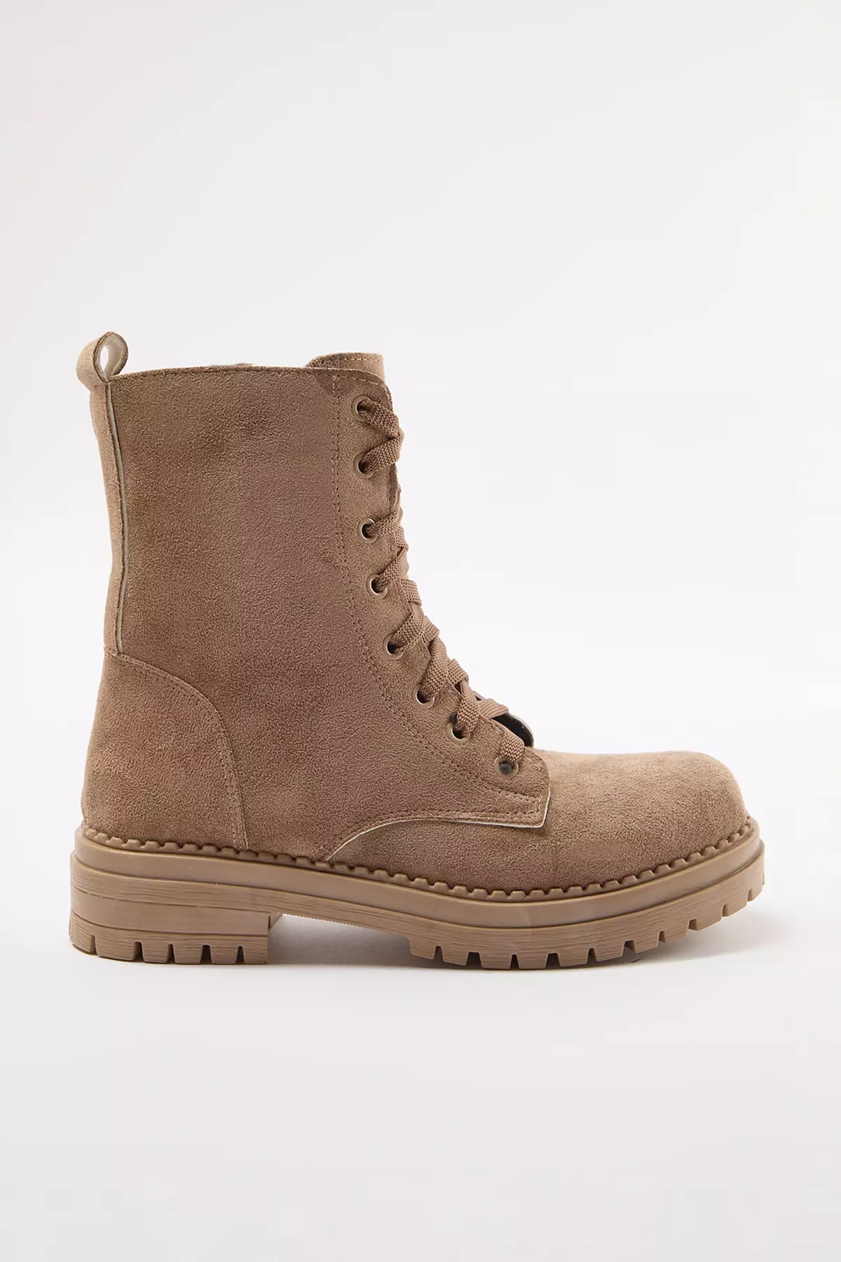 Mink Suede Lace-Up And Zip-Up Short Flat Women's Boots Takaw25Bo00026
