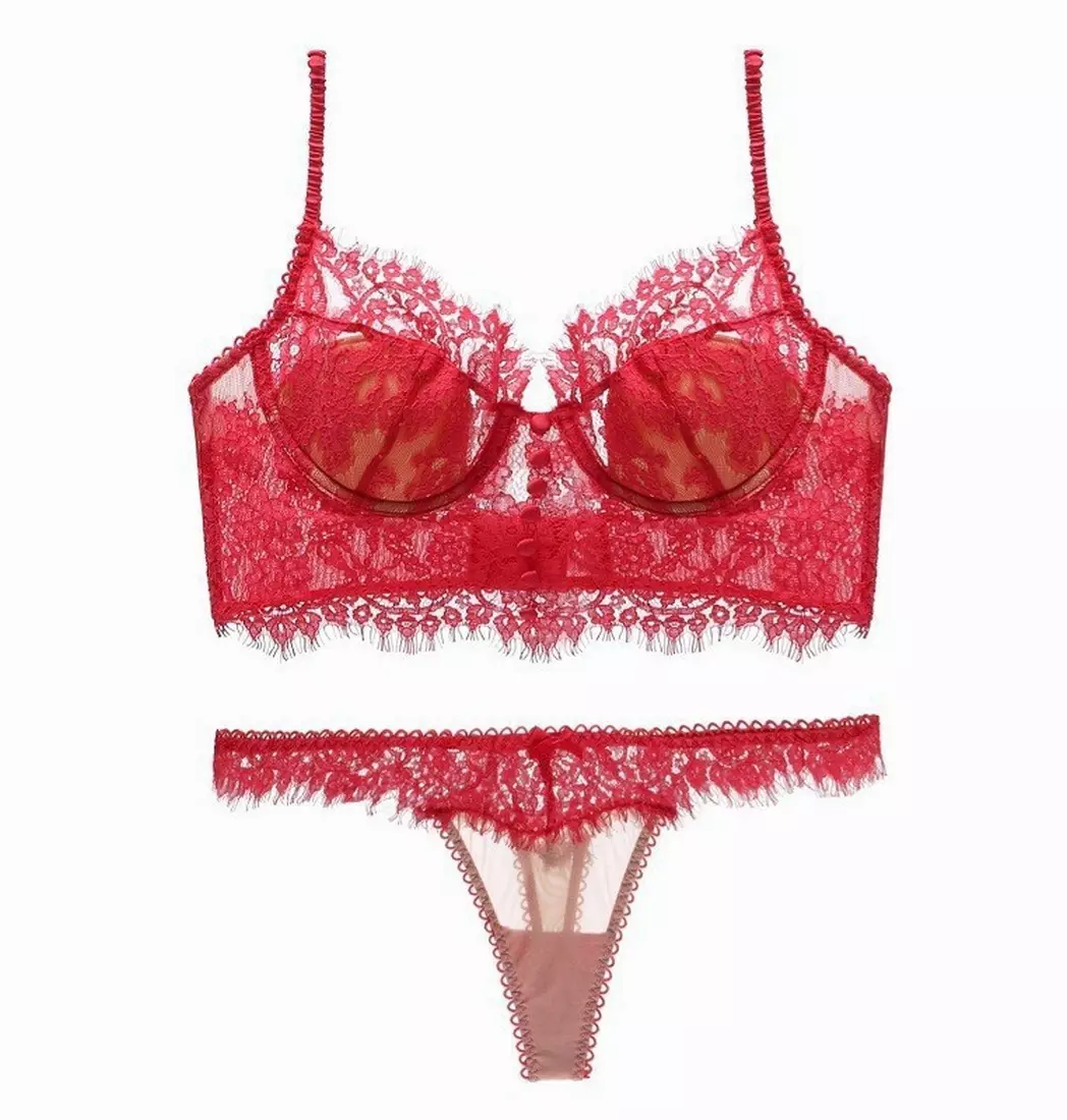 Buy LYCKA LMM9017-LYCKA Lady Sexy Bra and Panty Lingerie Set-Red