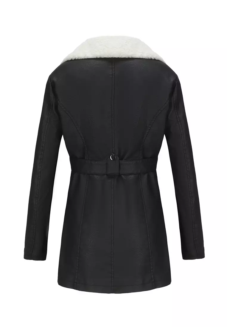 Fleece-lined Faux Leather Jacket AD5958