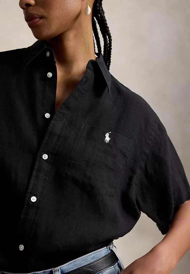 Oversize Fit Linen Short-Sleeve Shirt