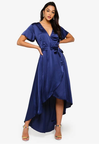 Buy Missguided Satin High Low Wrap Dress Online Zalora Malaysia