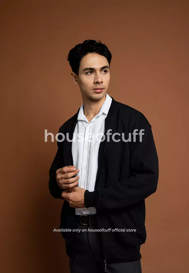 Houseofcuff Jaket Katun Outer Bomber Smart Casual Hitam