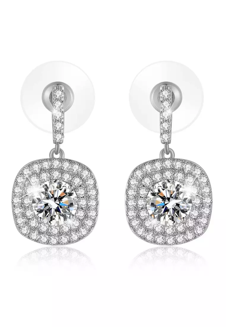 Dazzle Earrings-White Gold/Clear