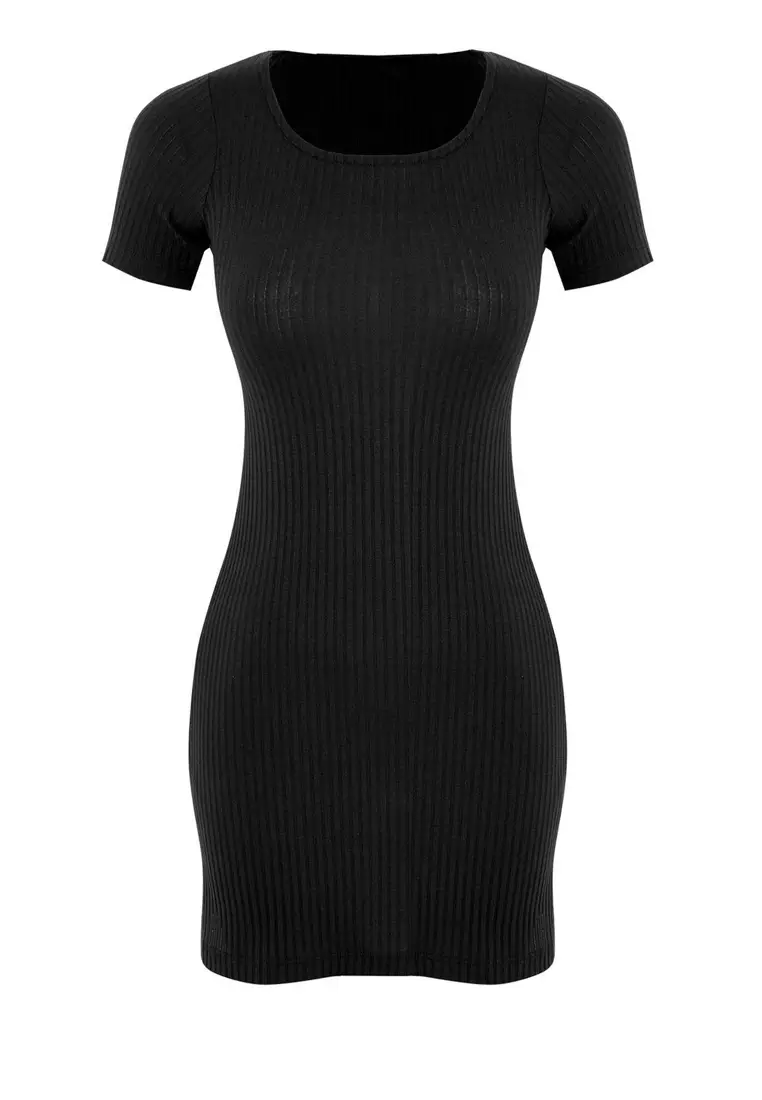 Black Mini Bodycone/Fits Knit Dress Twoss25El00851