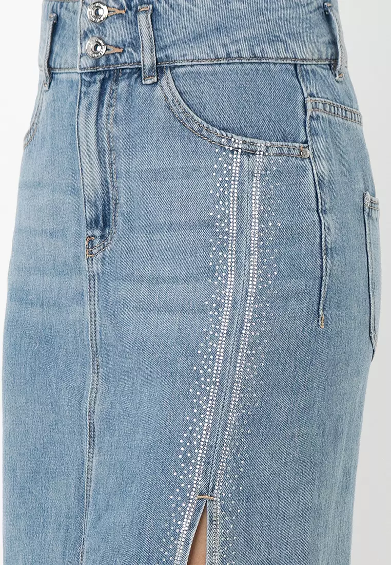 Riemann Midi High Waist Denim Skirt