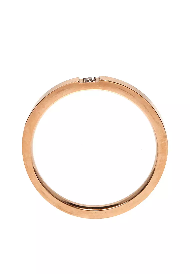 Cincin Titanium Aksesoris Wanita Design Simple Elegant Look Premium Quality - Rosegold