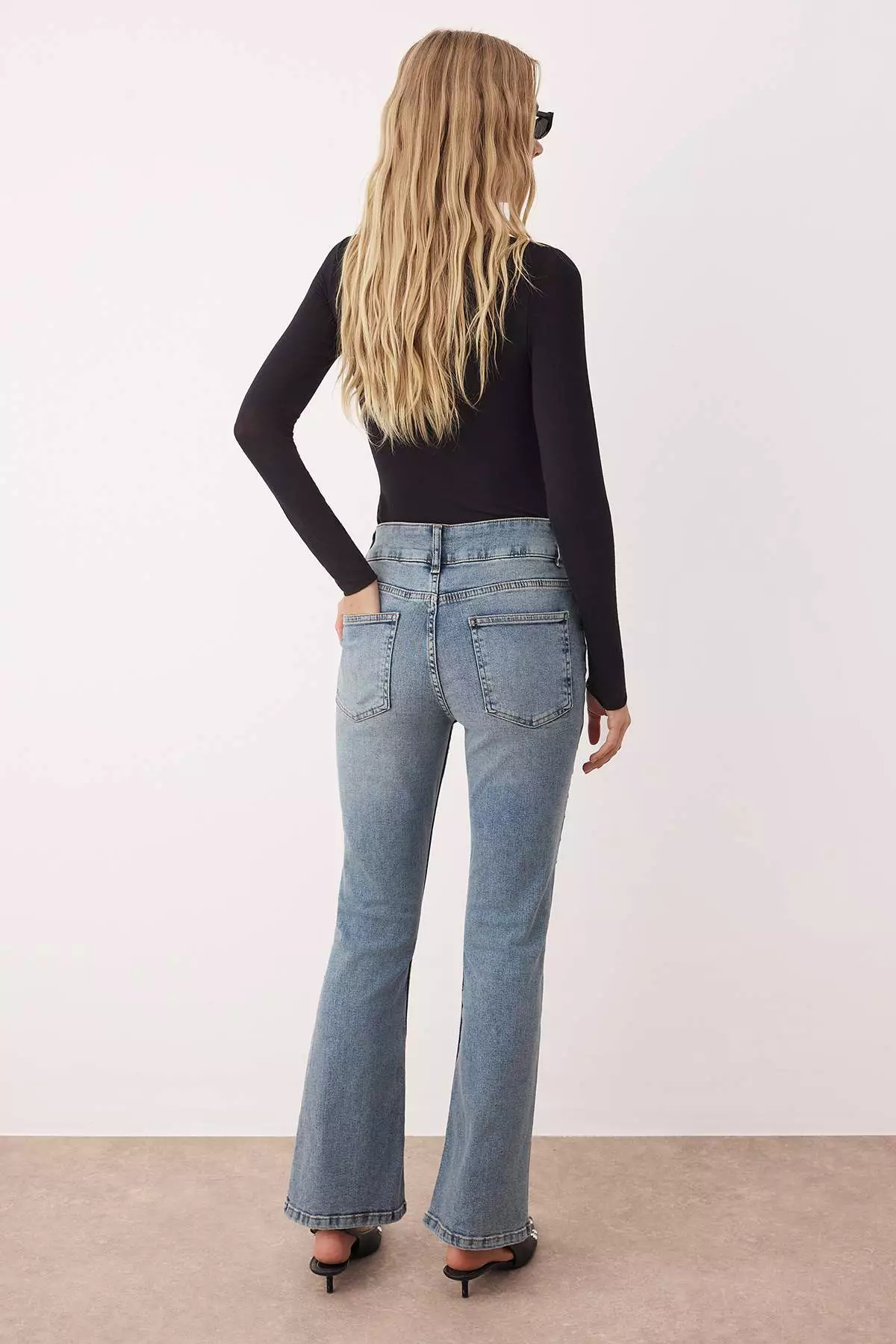 Blue Stone Detailed High Waist Flare Jeans Twoaw26Je00035