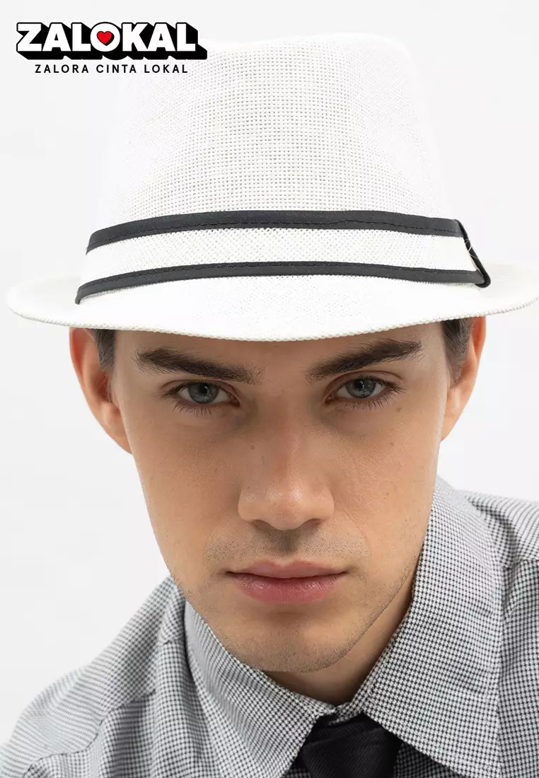 Houseofcuff Topi Fedora Cowboy Hat Fedora Ratan White