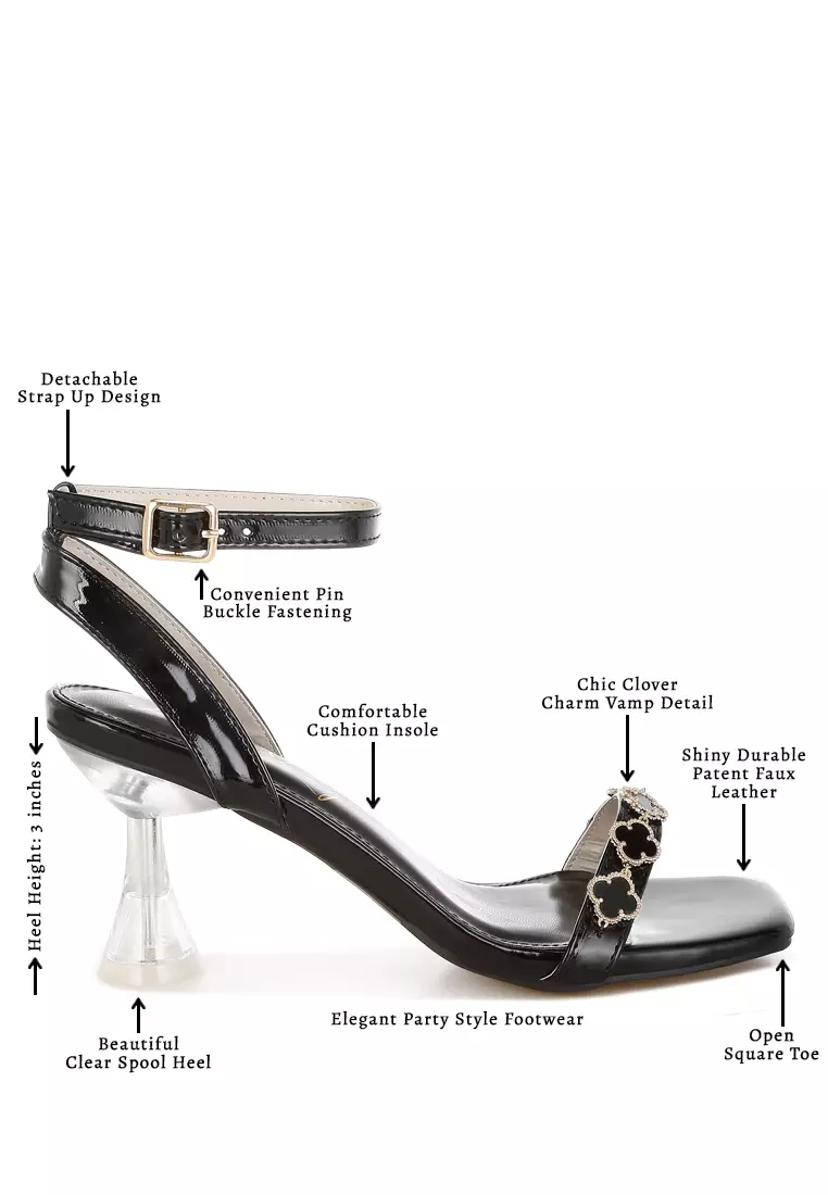 Charm Detail Spool Heels In Black