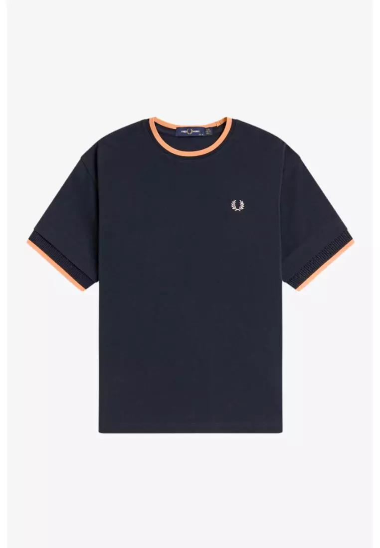 Fred Perry G2191 Tipped Mesh Pique T-Shirt (Navy)
