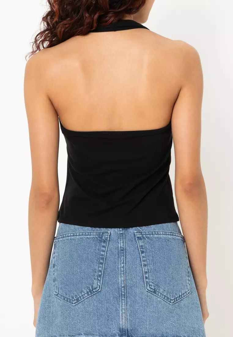 Front Buckle Detail Halter Top